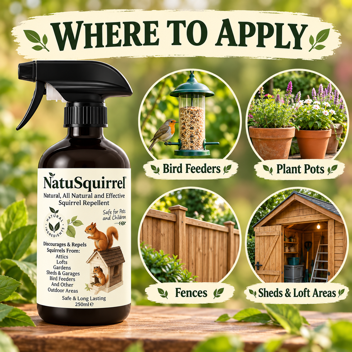 NatuSquirrel – Natural Squirrel Repellent Spray, 250 ml