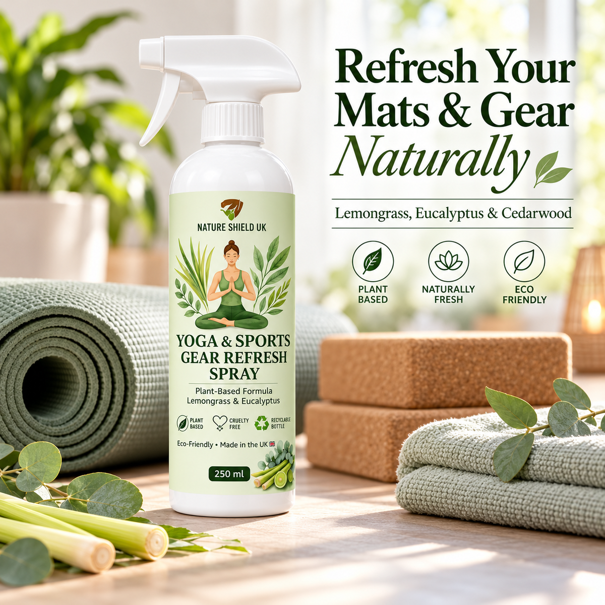 Nature Shield UK – Yoga & Sports Gear Refresh Spray, 250 ml
